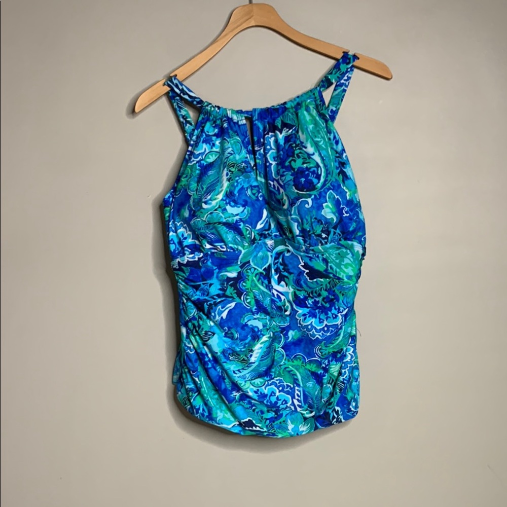 Lauren Ralph Lauren Tankini‎ Swimsuit Top Blue Paisley Pattern Women’s Size 18 W